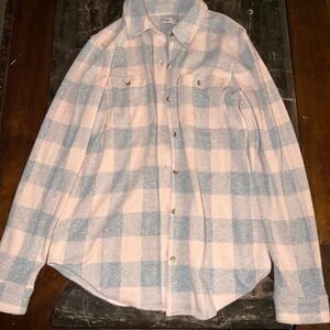 Faherty Blue and Cream Plaid Button Down Shirt